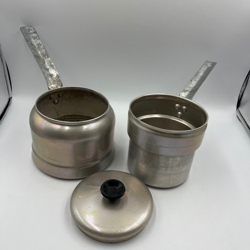 Vintage Comet Aluminum Double Boiler Pot Set with Lid Made in USA Saucepan